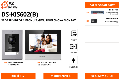 DS-KIS602(B) - sada IP videotelefonu 2. gen., povrchová montáž